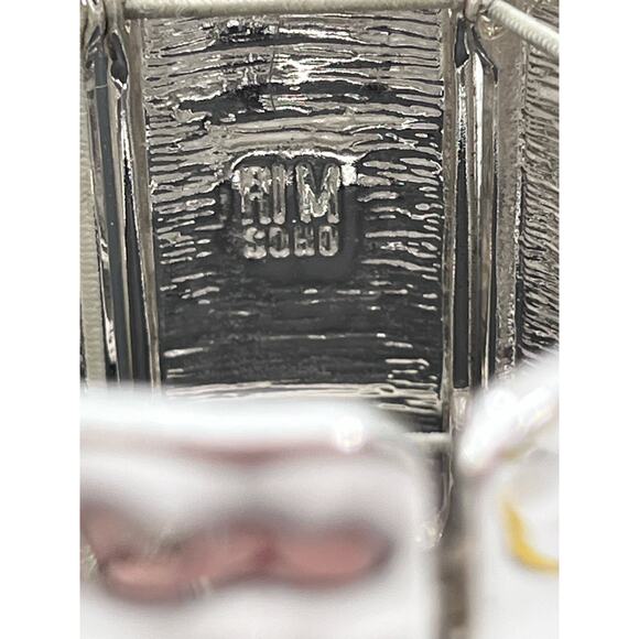 RLM Soho Signed Designer Hammered Silver Tone Stretch Bracelet - Picture 9 of 10